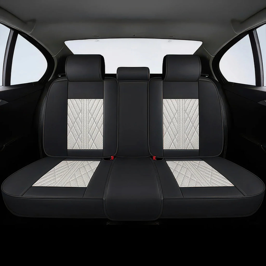 2pcs Beige & Black Prestige Car Seat Covers / Waterproof