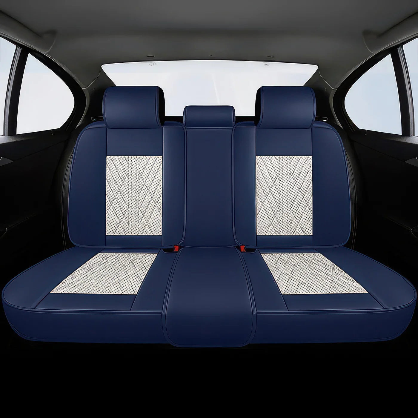2pcs Beige & Green Prestige Car Seat  Covers / Waterproof