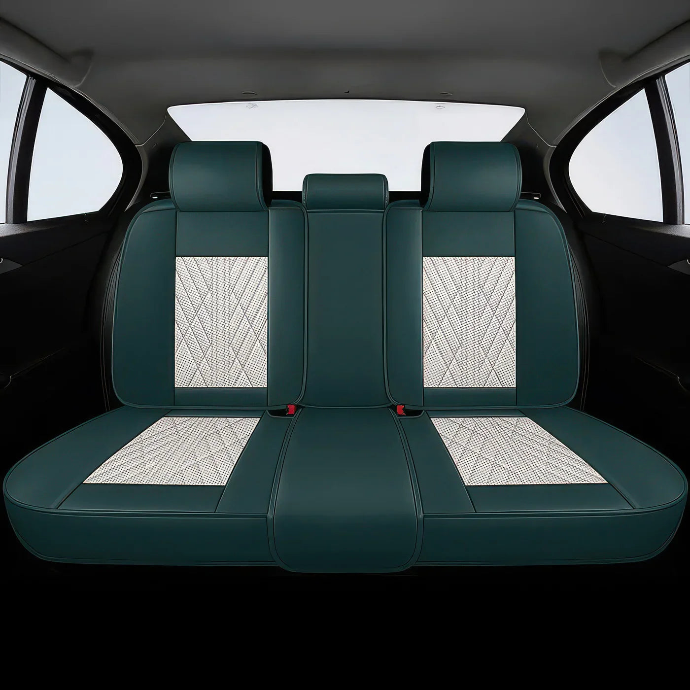2pcs Beige & Blue Prestige Car Seat Covers / Waterproof