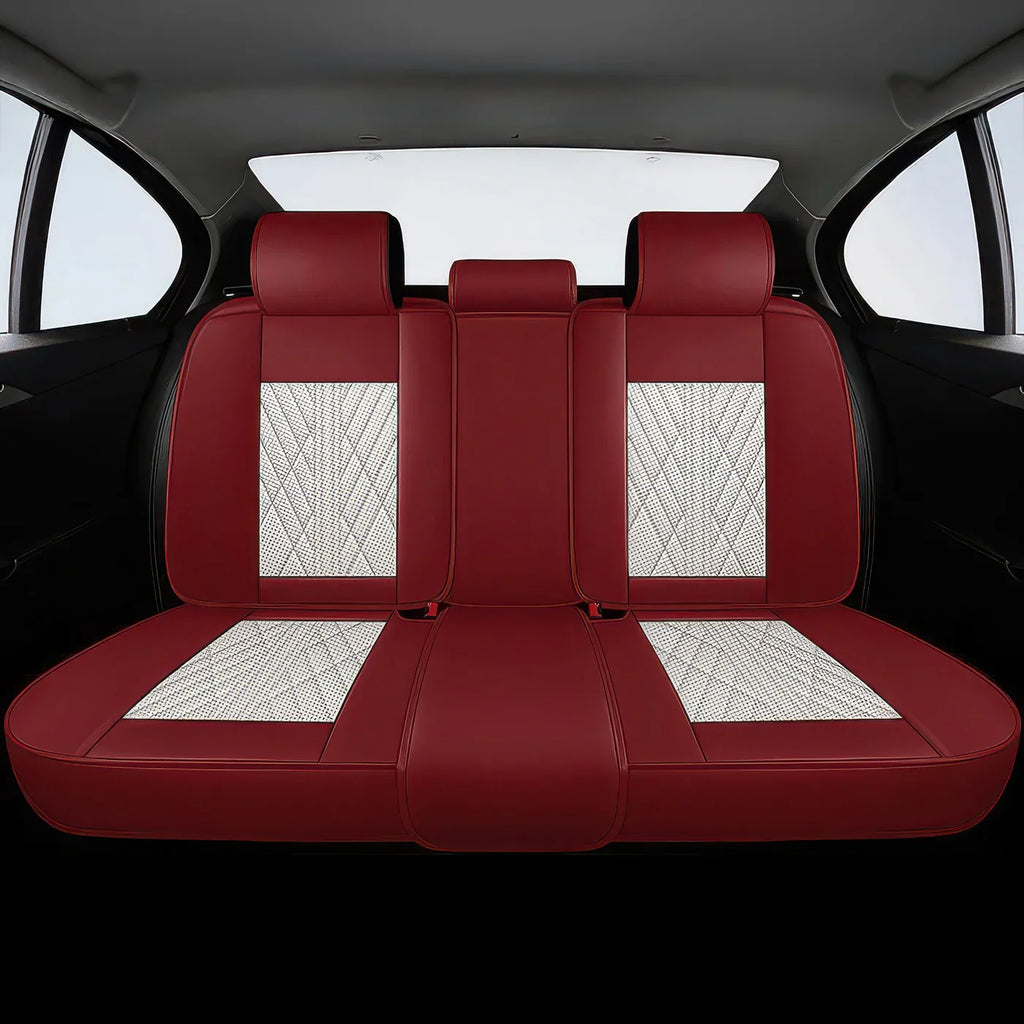 2pcs Beige & Red Prestige Car Seat Covers / Waterproof