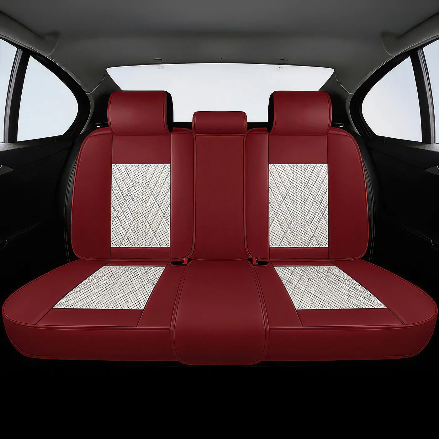 2pcs Beige & Red Prestige Car Seat Covers / Waterproof