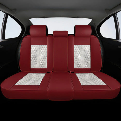 2pcs Beige & Red Prestige Car Seat Covers / Waterproof