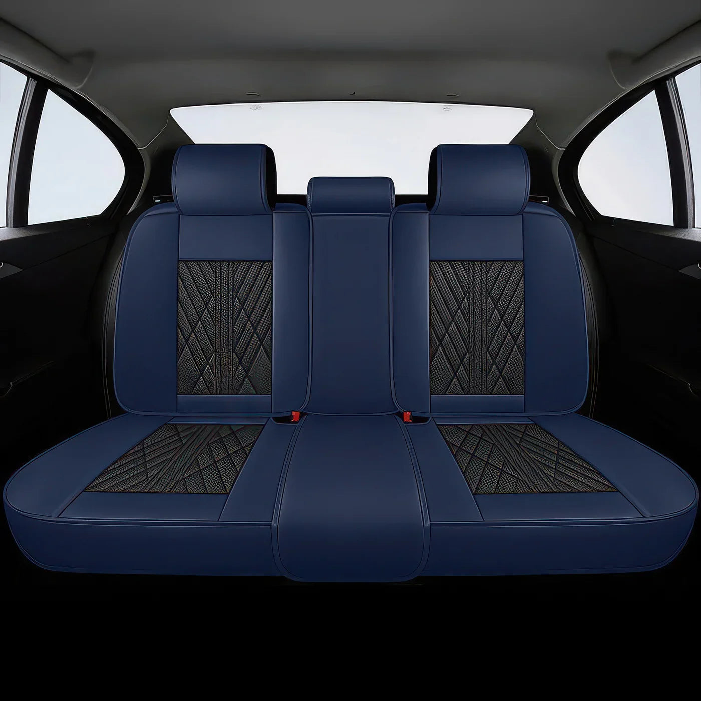 2pcs Black & Navy Prestige Car Seat Covers / Waterproof