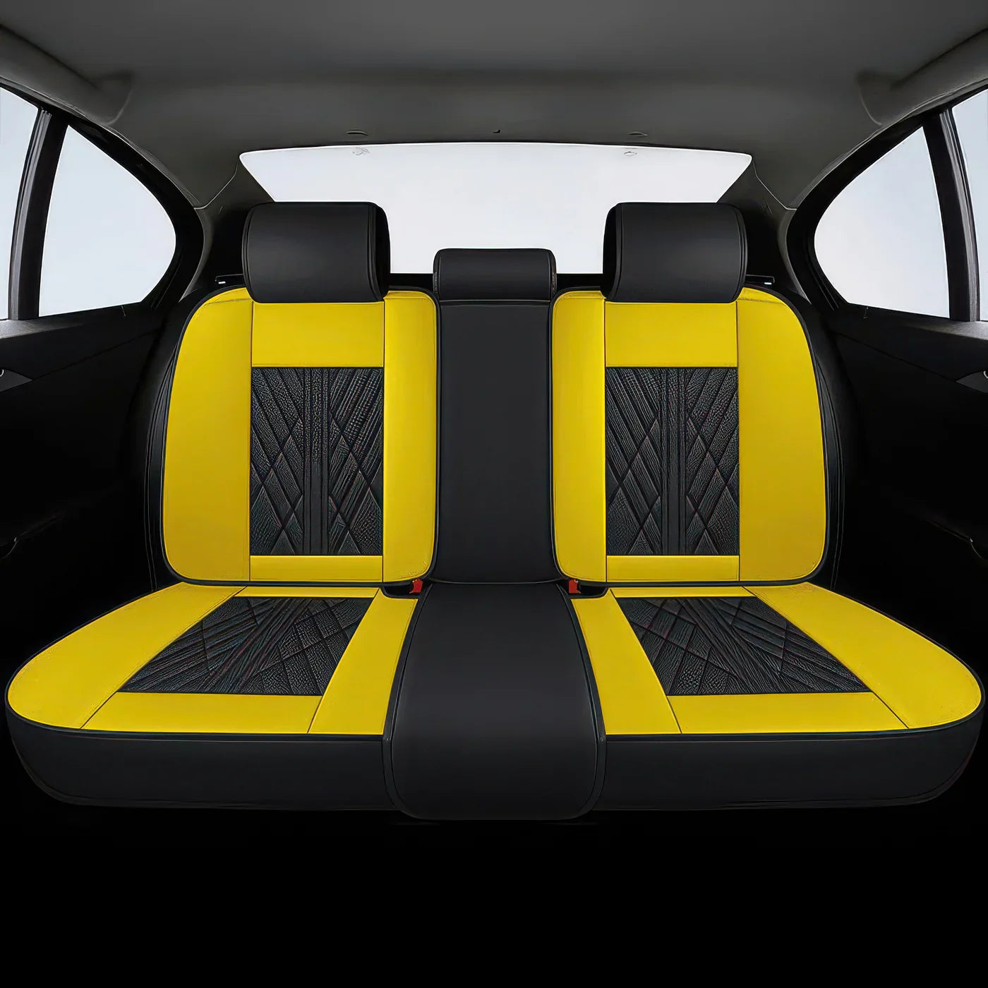 2pcs Black & Yellow Prestige Car Seat Covers / Waterproof