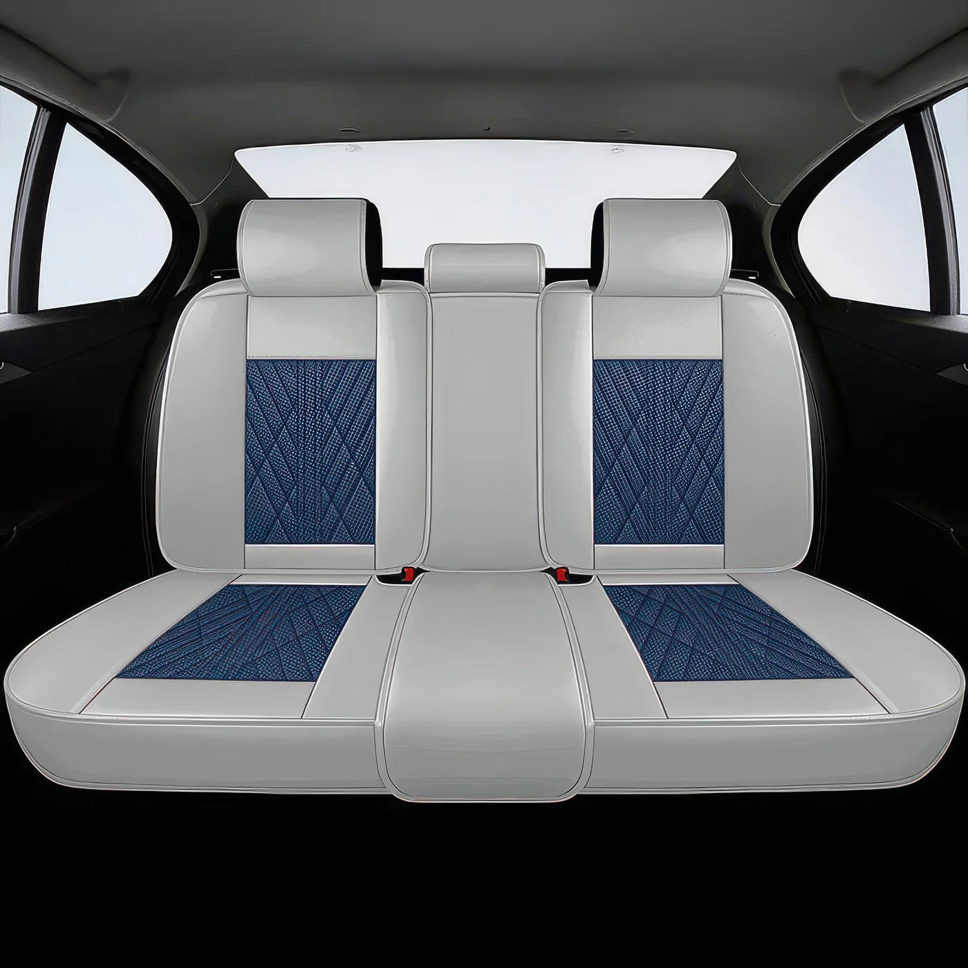 2pcs Blue & Gray Car Seat Covers / Waterproof