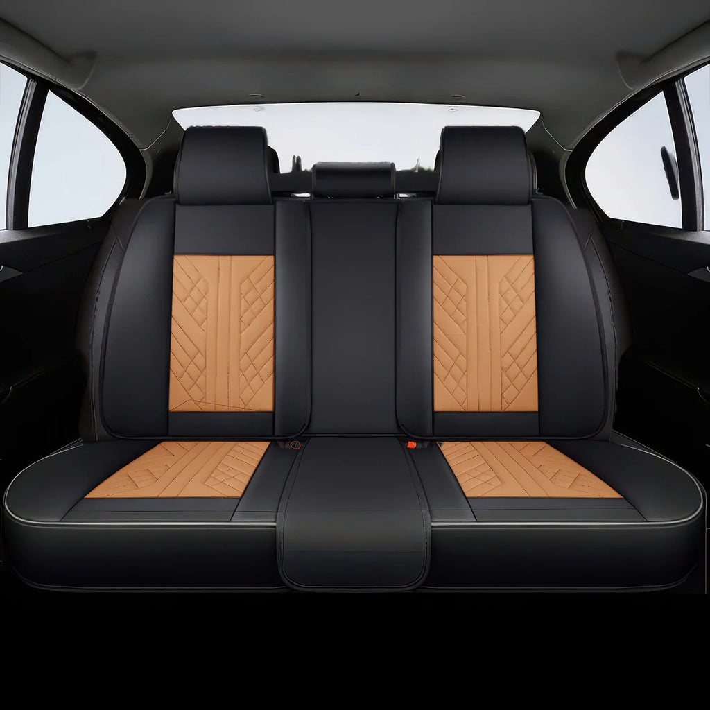 2pcs Brown & Black Car Seat Covers / Waterpoof