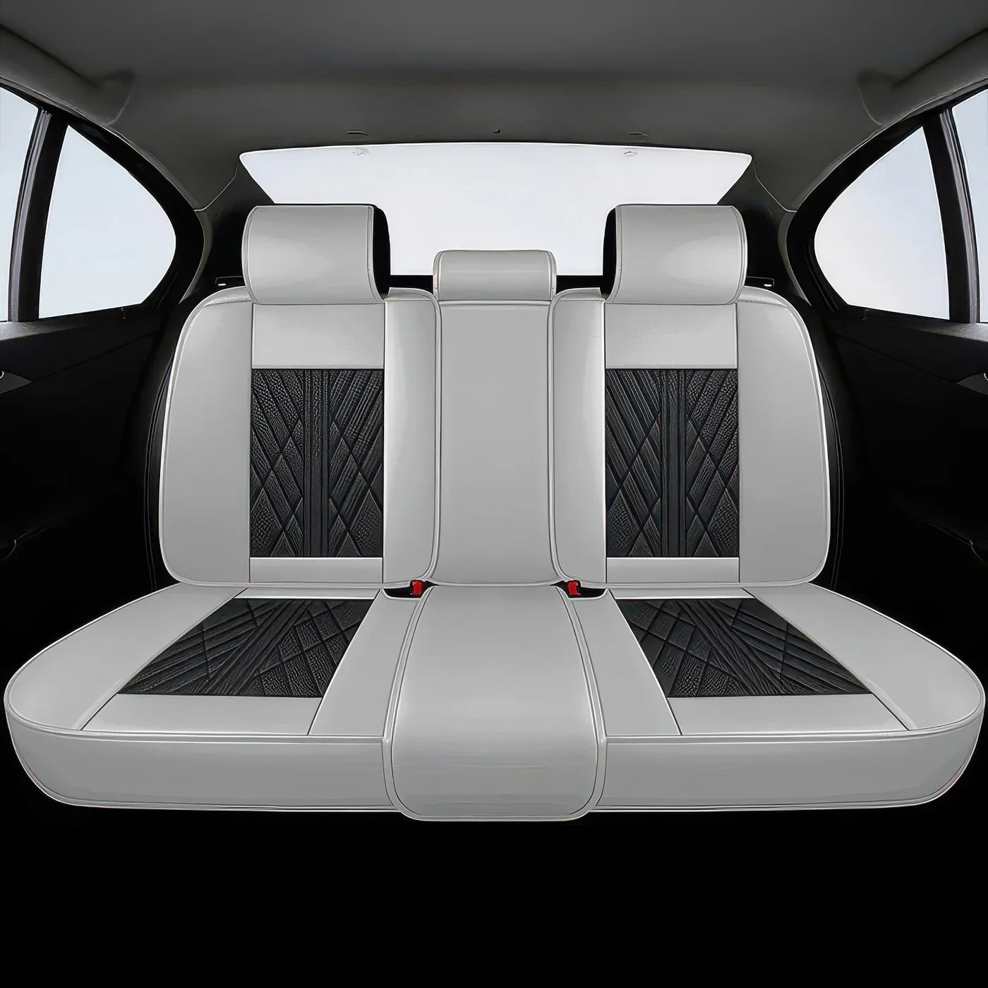 2pcs Gray & Black Prestige Car Seat Covers / Waterproof