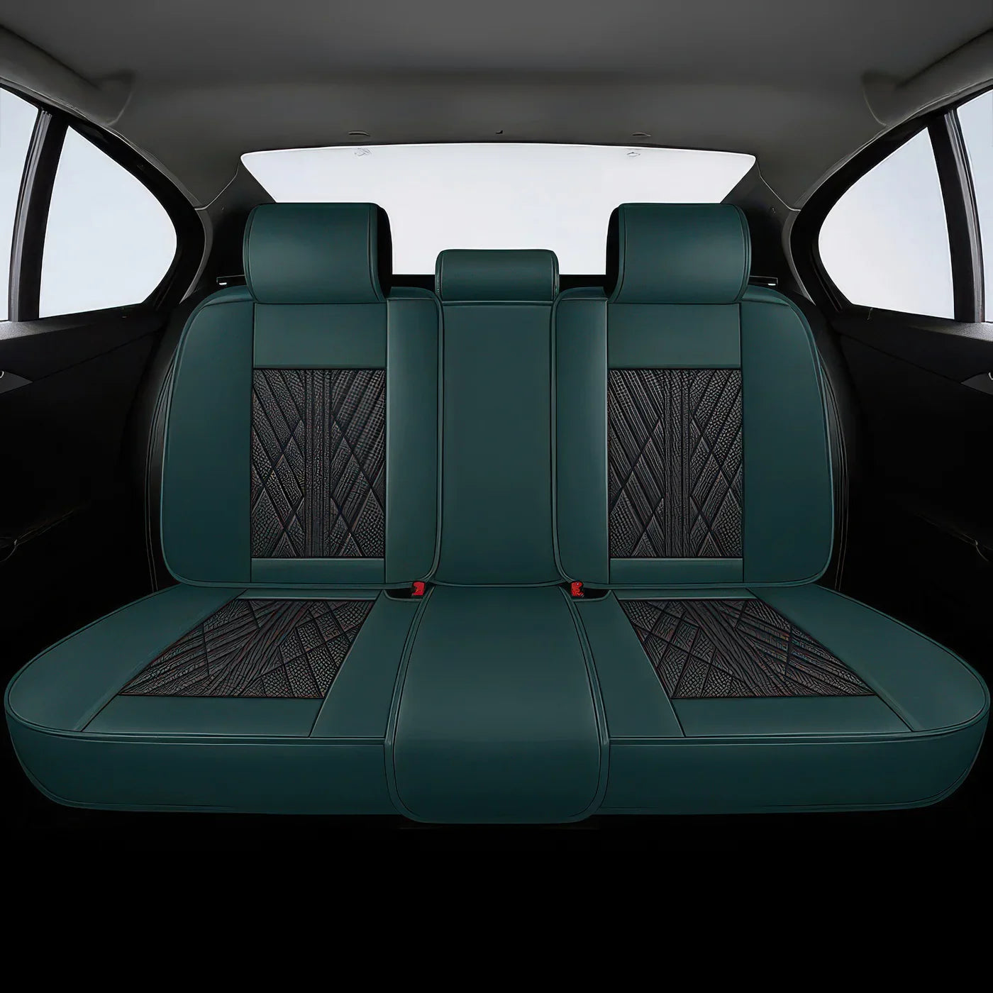 2pcs Green & Black Prestige Car Seat Covers / Waterproof