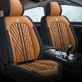 2pcs Brown & Black Car Seat Covers / Waterpoof