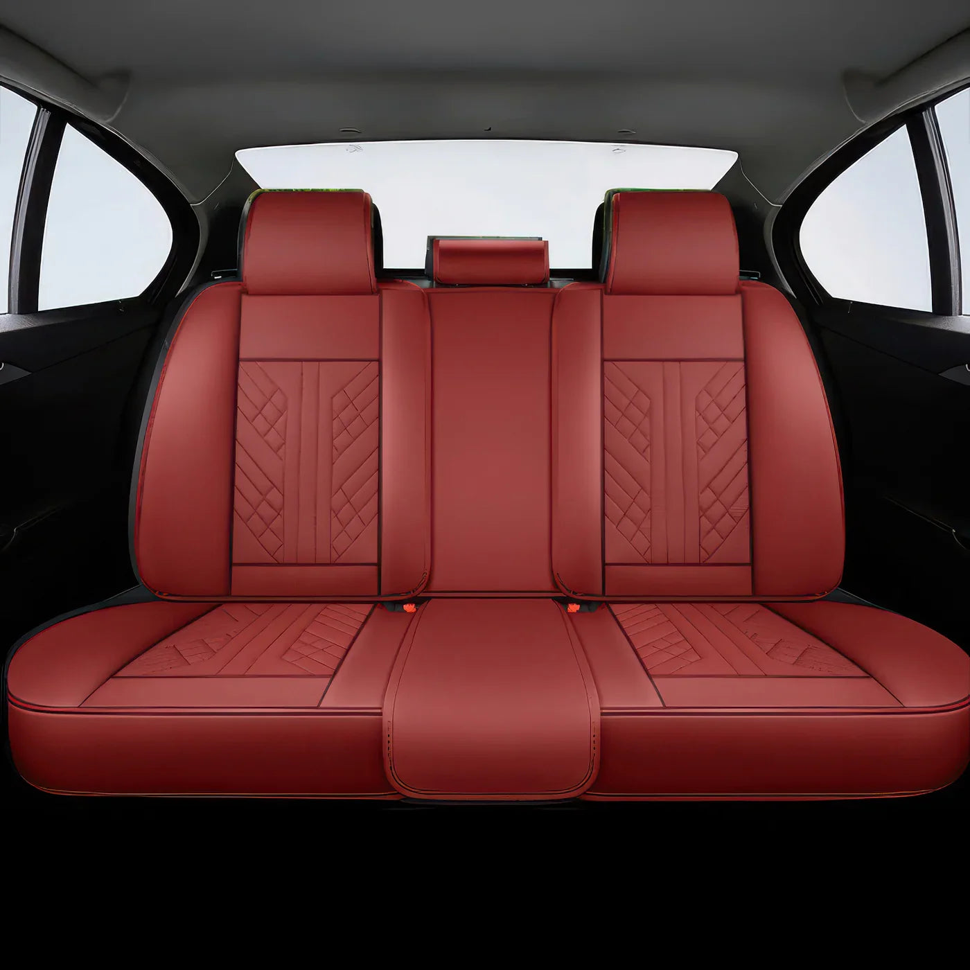 2pcs Wine Red Car Seat Covers / Waterproof
